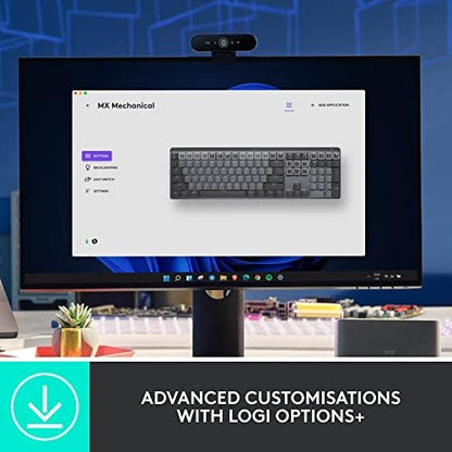 Logitech MX Mechanical Mini Wireless Illuminated Keyboard, Clicky Switches, Backlit, Bluetooth, USB-C, macOS, Windows, Linux, iOS, Android, Metal - size: Compact, style: Clicky (satisfying click)