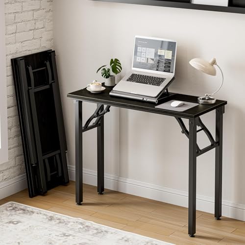 Frylr Small Folding Computer Desk – Portable 35.8 Inch Foldable Laptop Table, Collapsible and Compact for Easy Storage and Fast Setup, Lightweight for Small Spaces, Craft and Study Use, Dark Oak - color: Dark Oak, size: 35.8 X 15.7 Inch, style: NO Power O