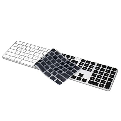ProElife Ultra Thin Silicone Keyboard Cover Skin for 2023-2021 Magic Keyboard with Touch ID and Numeric Keypad Model-A2520 U.S Enter Protector (3 Keys ON The Left of The Space BAR) (Black) | Black, Non-interference Design for ID Key, Dust-proof, Silicone