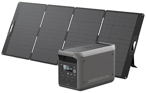 DABBSSON 2048Wh Solar Generator with 420W Solar Panel, Semi-Solid LiFePO4 Battery w/6 2200W AC Output, Compact&Lightweight, Recharge 80% in 1.5 Hr, 2000L Portable Power Station for Camping/Home/RV - style: 2000L+420W Solar Panel