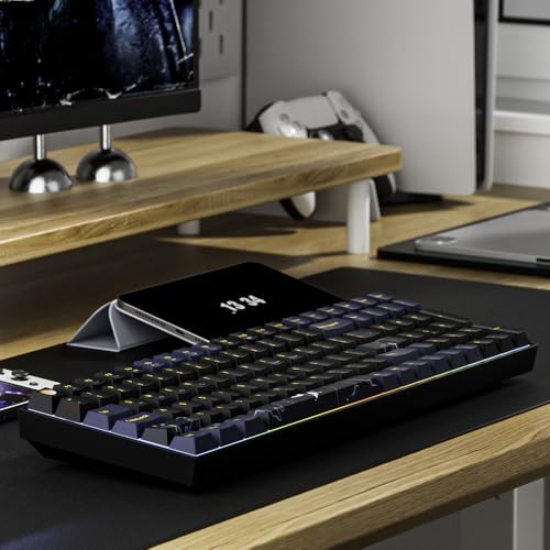 Newmen GM1000 Wireless Mechanical Gaming Keyboard,Bluetooth 2.4G/Wired | Hot Swappable,Custom,RGB Backlit Mechanical Keyboards,Anti-Ghosting,Num Pad ,Mac/Win,Blueblack Keycaps,G-Silver Switch - color: BlueBlack Keyboard-G-Silver Switch