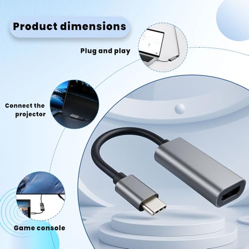 USB C to HDMI Adapter 4K - 4K HDMI to USB C Laptop Docking Stations for MacBook pro, USBC Dongle for TV/Projector