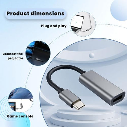USB C to HDMI Adapter 4K - 4K HDMI to USB C Laptop Docking Stations for MacBook pro, USBC Dongle for TV/Projector