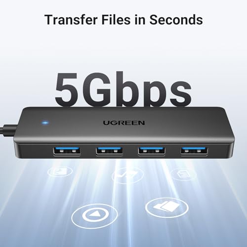 UGREEN USB 3.0 Hub, 4 Ports USB A Splitter Ultra-Slim USB Expander for Mouse, Keyboard, Flash Drive, U Disk, Printer Compatible with Laptop, Desktop PC, Xbox, PS5, and More 0.5FT - size: ['0.5 feet'], style: USB-A
