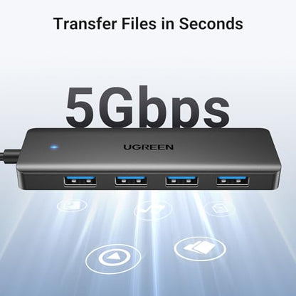 UGREEN USB 3.0 Hub, 4 Ports USB A Splitter Ultra-Slim USB Expander for Mouse, Keyboard, Flash Drive, U Disk, Printer Compatible with Laptop, Desktop PC, Xbox, PS5, and More 0.5FT - size: ['0.5 feet'], style: USB-A
