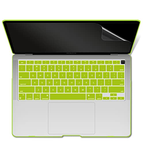 IBENZER Compatible with New MacBook Air 13 inch case 2022 2021 2020 M1 A2337 A2179 A1932, Hard Shell Case&Keyboard Cover&Screen Film for Mac Air 13 with Touch ID (2018-2022), Avocado Green,AT13-AVGN+2 - color: Avocado Green