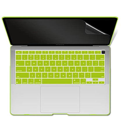IBENZER Compatible with New MacBook Air 13 inch case 2022 2021 2020 M1 A2337 A2179 A1932, Hard Shell Case&Keyboard Cover&Screen Film for Mac Air 13 with Touch ID (2018-2022), Avocado Green,AT13-AVGN+2 - color: Avocado Green