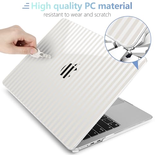 MEEgoodo Case for M5/M4/M3/M2 MacBook Air 13 inch Case 2026 2025 2024 2022, Fit Model A3449/A3240/A3113/A2681, Laptop Hard Shell Compatible with MacBook Air 13.6-inch, Beige Stripes - color: Beige Stripes