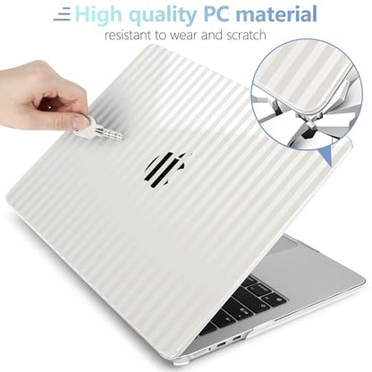 MEEgoodo Case for M5/M4/M3/M2 MacBook Air 13 inch Case 2026 2025 2024 2022, Fit Model A3449/A3240/A3113/A2681, Laptop Hard Shell Compatible with MacBook Air 13.6-inch, Beige Stripes - color: Beige Stripes