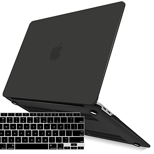 IBENZER Compatible with New MacBook Air 13 inch Case 2022 2021 2020 M1 A2337 A2179 A1932, Plastic Hard Shell Case with Keyboard Cover for Mac Retina Display with Touch ID, Black, MMA-T13BK+1A - color: Black