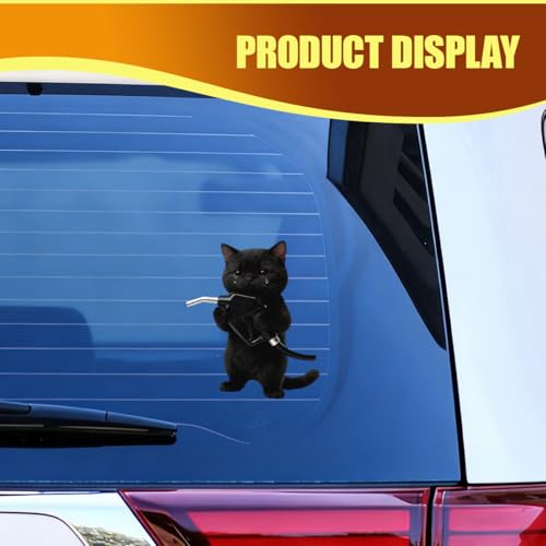 Animal Car Fuel Tank Sticker Decal, Funny Vinyl Automotive Fuel Lid Sticker, Self-Adhesive Water-Resistant Vehicle Exterior Body Decal Decoration for Cars, Trucks, SUVs, Laptops(Cat) - size: Cat