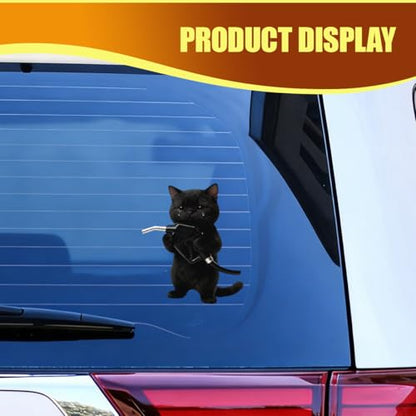 Animal Car Fuel Tank Sticker Decal, Funny Vinyl Automotive Fuel Lid Sticker, Self-Adhesive Water-Resistant Vehicle Exterior Body Decal Decoration for Cars, Trucks, SUVs, Laptops(Cat) - size: Cat