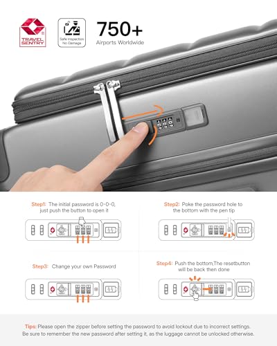 28 Inch Checked Luggage Side Opening Expandable Hardshell Suitcase, 100% PC Lightweight with Brake Spinner Wheels, TSA Lock - Large Travel Suitcase - color: Grey, size: 28 Inch-EXT