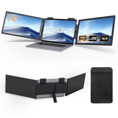 Laptop Screen Extender, 14’’ FHD 1080P Triple Portable Monitor for Laptop with Ultra-Slim IPS Display, USB-C Plug and Play Multi Screen Attachment for 14"-15.6" Laptops - size: 14" Triple