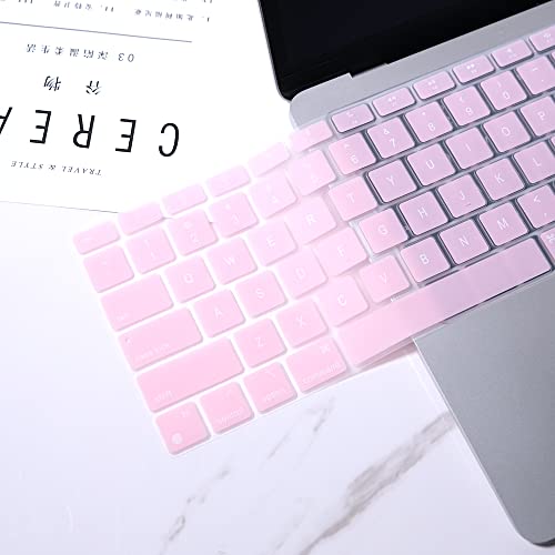 Batianda Ultra Thin Silicone Keyboard Cover for New MacBook Air 13 Inch 2020 2021 M1 Chip Model A2337 (with Touch ID & Retina Display) Waterproof and Dustproof Durable Laptop Protector, Light Pink - color: Light Pink