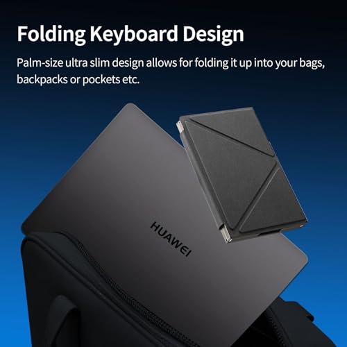 Ultra Slim Foldable Wireless Keyboard with Holder, Pocket Folding Keyboards with Touchpad for Smartphone Tablet and Laptop