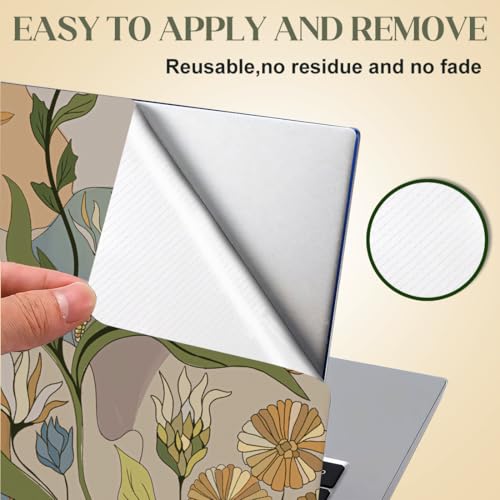 SUPERDANT 3Pcs Flowers Laptop Skin Sticker Cover Decal 14.9x10.6in Removable Botanical Laptop Wrap Scratch-Proof Waterproof PVC Vintage Plant Decals for 12-15.6 Notebook - style: Vintage botanicals