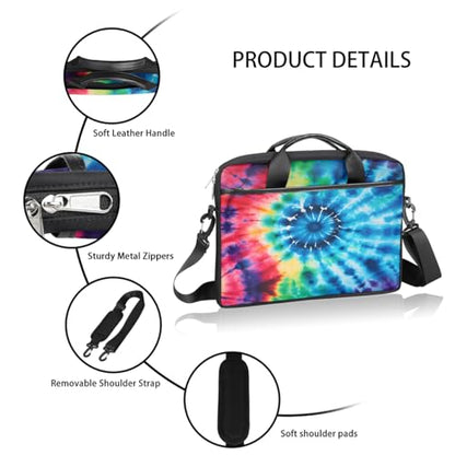 Laptop Shoulder Bag for Women Men, Waterproof Computer Case Messenger Bag Briefcase for Business Office Travel - color: Rainbow Tie Dye