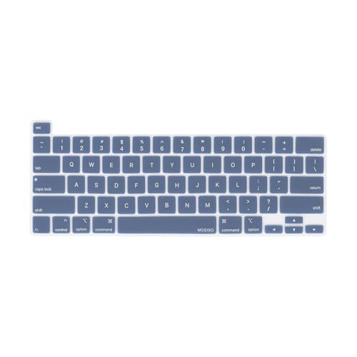 MOSISO Keyboard Cover Compatible with MacBook Pro 13 inch M2 2023, 2022, 2021 2020 M1 A2338 A2289 A2251&Compatible with MacBook Pro 16 2020 2019 A2141 Touch ID,Protective Silicone Skin, Steel Blue - color: Steel Blue
