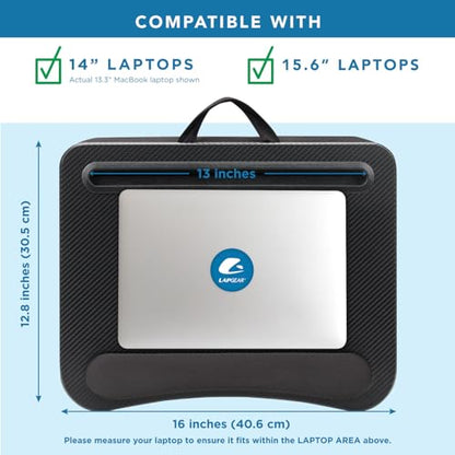 LAPGEAR Memory Foam Lap Desk with Wrist Rest and Media Slot - Medium - Black Carbon - Fits up to 15.6 Inch Laptops and Most Tablet Devices - Style No. 91338 - color: Black Carbon
