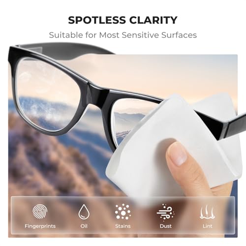 K&F CONCEPT Microfiber Lens Cleaning Cloth X6,Glasses Cleaning,High Density | Individually Packaged,Percision Cleaning,Washable And Reusable,for Eyeglasses,Camera Lens,Screen Cleaning,White & Grey,MC01