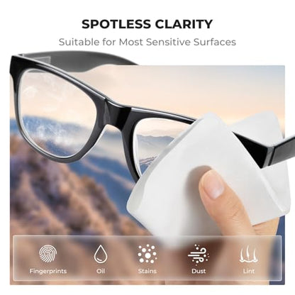 K&F CONCEPT Microfiber Lens Cleaning Cloth X6,Glasses Cleaning,High Density | Individually Packaged,Percision Cleaning,Washable And Reusable,for Eyeglasses,Camera Lens,Screen Cleaning,White & Grey,MC01