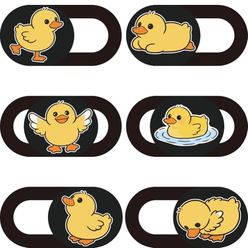 6Pcs 6 Styles Duck Cute Laptop Camera Cover Privacy Guard Accessories, 0.04 Inch Ultra Thin Webcam Cover Slide Protector Blocker for Desktop Computer Tablet Notebook Mini PC Office Use - color: Duck