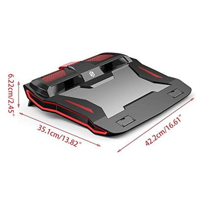 RGB Game Laptop Cooler Adjustable Notebook Bracket 3000 RPM Powerful Air Flow Cool Pad 12-17 Inch Laptop(Red) - color: Red