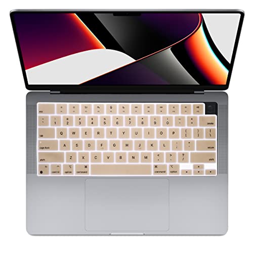 Se7enline Compatible with MacBook Keyboard Cover Skin for Mac Neo & Air 13/15 & Pro 14/16 inch (M5 M4 M3 M2 M1 A18 Pro) 2026/2025/2024/2023/2022/2021 Silicone Waterproof Dustproof Durable,Gold - color: Gold