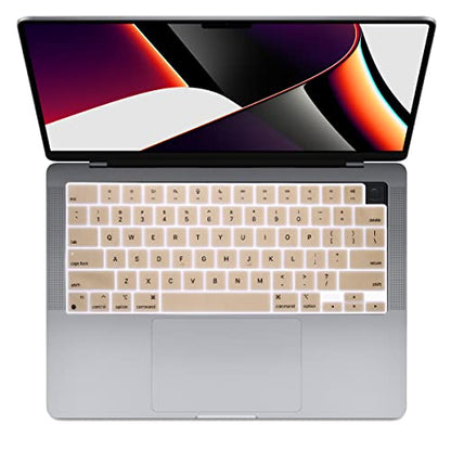Se7enline Compatible with MacBook Keyboard Cover Skin for Mac Neo & Air 13/15 & Pro 14/16 inch (M5 M4 M3 M2 M1 A18 Pro) 2026/2025/2024/2023/2022/2021 Silicone Waterproof Dustproof Durable,Gold - color: Gold