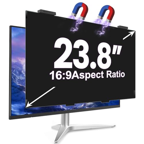 Magnetic 23.8 Inch Privacy Screen for Computer Monitor 16:9 Aspect Ratio, Hanging Removable Anti-Blue/Glare Protector Film, Anti Spy Desktop Security Private Filter 23.8in - color: black, size: 23.8inch 1pcs
