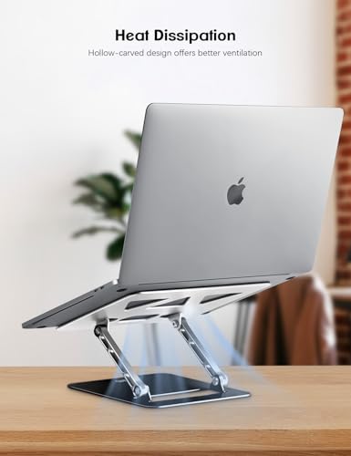 Aoviho Adjustable Laptop Stand for Desk,Portable Laptop Stand Holder and Riser,Foldable Aluminum Notebook Computer Stands for MacBook Air Pro HP Lenovo Dell Samsung, 10-15.6 inch (Silver-Gray-Black) - color: Silver-Gray-Black
