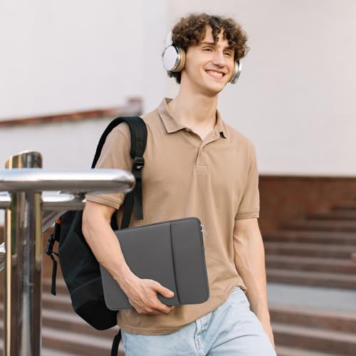 RAINYEAR 14 Inch Laptop Sleeve Case with Pocket & Accessories Pouch, Gray | Protective Padded Zipper Soft Laptop Case Carrying Computer Bag Compatible with 14 Inch Notebook Chromebook Tablet Ultrabook - color: Gray, size: 14"