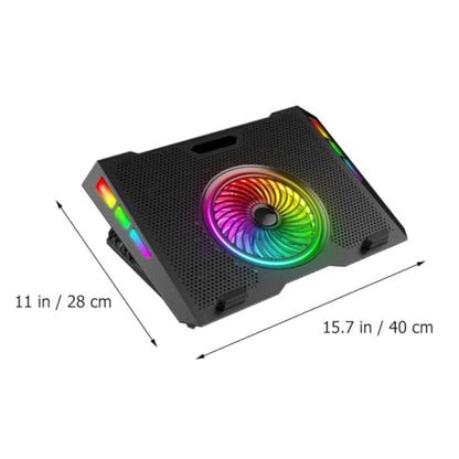 Artibetter Adjustable Laptop Cooling Stand Quiet Foldable Cooler with RGB Lighting with Five Levels Height Adjustment, Plastic and Iron Mesh Material, for Gaming and Office Use