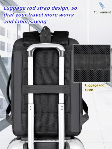 17/15.6" Business laptop backpack, PU backpacks, Travel laptop backpack,carry on backpacks, Expandable backpack Men Women (01#Standard, Black) - color: 01#black, style: 01#standard