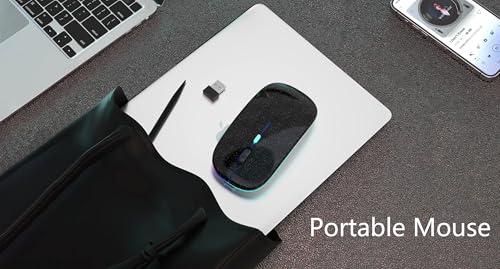 AIKOKOK Wireless Bluetooth Mouse, Rechargeable, Dual Mode Bluetooth 5.2 & 2.4G USB, LED Lights, Slim, Silent, Portable Computer Mouse for Laptop, PC, MacBook, iPad, Tablet (Black Pearl) - color: Pearl Black 01