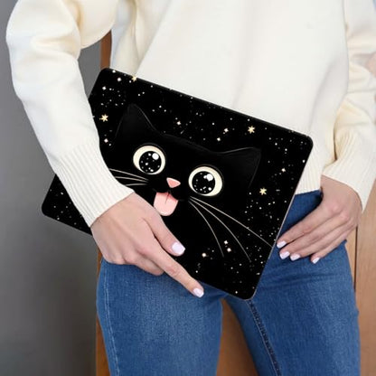 15.6 Inch Laptop Skin Sticker, Reusable Vinyl Cover Protector with 2 Wrist Pad Skins, Removable Waterproof Scratch-Resistant for 12-15.6 Inch Laptop Notebook,Cute Cartoon Cat Face with Stars - color: Cute Cartoon Cat Face With Stars