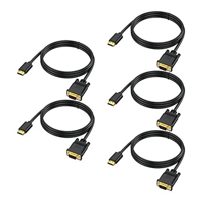 6FT HDMI to VGA Cable 5-Pack,1080P HD | HDMI to VGA Cord (Male to Male)Video Cable for Computer, Desktop, Laptop, PC, Monitor, Projector, HDTV (NOT Bidirectional) - size: 6 Feet, style: 5Pack