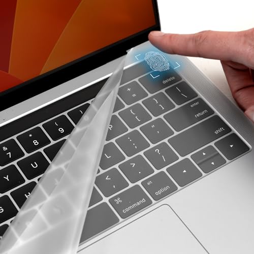 GOS Keyboard Cap Pro for MacBook Pro 13" [2 Pack] – Patented 0.03mm Full-Cover Film with Touch ID Support Without Punch Hole – Ultra-Thin, No Glue, Clear, Easy-Clean Upper Case Protector - size: MacBook Pro 13 inch