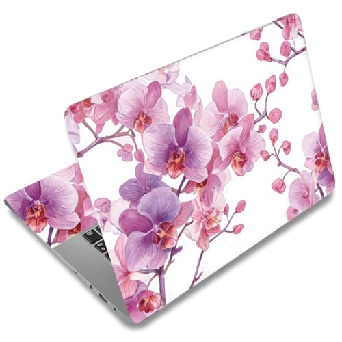 SUPERDANT 3Pcs Pink Phalaenopsis Laptop Skin 14.96x10.62in Trimmable Removable PVC Notebook Decal for 12-15.6in Laptop Flowers Reusable Protective Cover Colorful - style: Pink Phalaenopsis