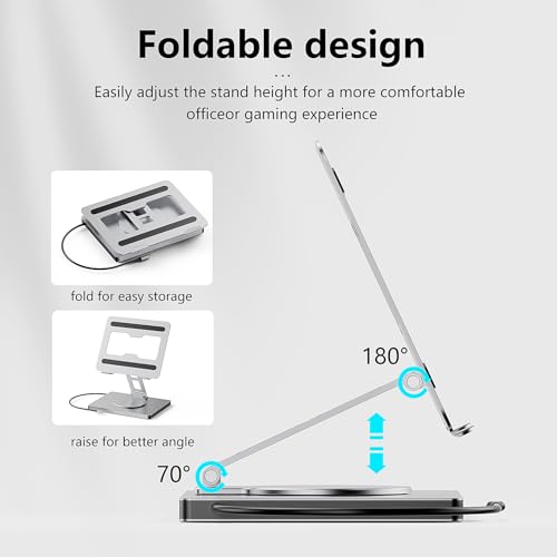 10 in 1 Laptop Docking Station Stand for MacBook Pro/Air/Surface/Dell/HP/Lenovo, Mac Type-C Hub with 4K HDMI, USB 3.0, SD/TF Card, RJ45, PD 3.0, USB C Laptop Stand Hub with 360 Rotating Base (ST109A)