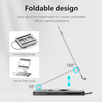 10 in 1 Laptop Docking Station Stand for MacBook Pro/Air/Surface/Dell/HP/Lenovo, Mac Type-C Hub with 4K HDMI, USB 3.0, SD/TF Card, RJ45, PD 3.0, USB C Laptop Stand Hub with 360 Rotating Base (ST109A)