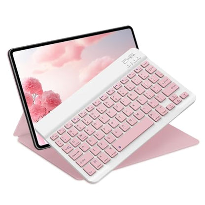 NOOX Bluetooth Keyboard for iPad A16 11th 10th Generation, iPad Pro 13/12/11/10/9/8/7 inch, iPad Air 13/11th Gen, iPad mini Tablets, etc. - Slim Wireless Portable Travel Office Computer Accessories - color: Pink
