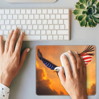 American Flag Eagle Gaming Computer Keyboard Cute Mouse Pad with Anti-fray Stitching, Premium-Textured Alfombrilla para Mouse with Non-Slip Rubber Base, 10 x 12 inch - color: American Flag Eagle