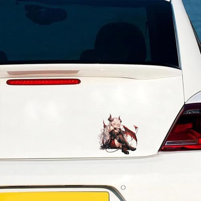 5.1" Devil Kawaii Girl with Wings Sitting Anime Car Decals Auto Body Laptop Windshield Trunk Lid Accessories Stickers (C) - color: C