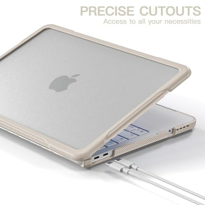 Batianda Ultimate Rugged Case for MacBook Neo 13 Inch 2026, Light Beige | Fits Model A3404, Shock-Absorbing TPU Bumper, Carbon Fiber Side Texture, Matte Rugged Shockproof Hybrid Protective Shell - color: Light Beige