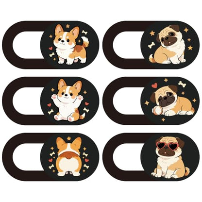6Pcs 6 Styles Dog Camera Cover Slide Cute Privacy Guard Accessories, 0.04 Inch Ultra Thin Webcam Cover Protector Blocker Sticker for Desktop Computer Tablet Notebook Mini PC Home Office Use - color: Dog