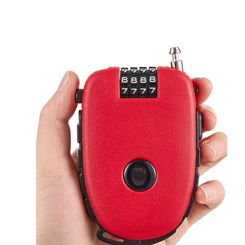 2 Pcs Portable Steel Wire Lock Cable Anti-Theft Telescopic Retractable Combination Security Lock for Bicycle, Trunk, Lockers (Red)