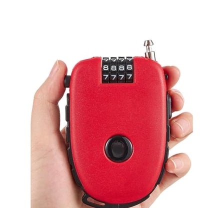2 Pcs Portable Steel Wire Lock Cable Anti-Theft Telescopic Retractable Combination Security Lock for Bicycle, Trunk, Lockers (Red)