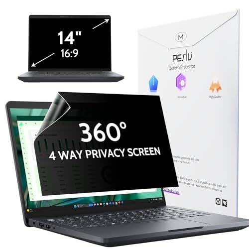 Peslv 360° 4 Way Laptop Privacy Screen for 14 Inch 16:9 Aspect Ratio Computer Monitor, Anti Glare Blue Light Spy Filter Private Cover, Bubble-Free Black Security Protector - size: 14" 16:9 Laptop